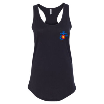 Next Level Apparel - Ladies' Ideal Racerback Tank-RS Denver Cowboy w/Mountains-Dark Colors Thumbnail